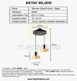 TT017-2-MKRM TT Aydınlatma Mermer Desen 2 li Krem Avize