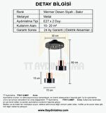 TT017-2-MSY TT Aydınlatma Mermer Desen 2 li Siyah Avize