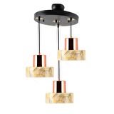 TT017-3Y-MKRM TT Aydınlatma Mermer Desen 3 lü Yuvarlak Krem Avize