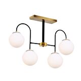 TT010-4 ESK TT Aydınlatma Eskitme Rengi Kaplama 4 lü Beyaz Camlı Lüks Avize