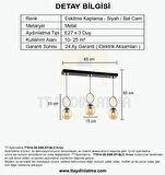 TT014-3S ESK TT Aydınlatma Eskitme Kaplama - Siyah Bal Camlı 3 lü Sıralı Avize