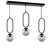 TT016-3S SY TT Aydınlatma Mat Siyah Füme Camlı 3 lü Sıralı Avize