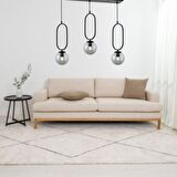 TT016-3S SY TT Aydınlatma Mat Siyah Füme Camlı 3 lü Sıralı Avize