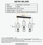TT016-3S SY TT Aydınlatma Mat Siyah Füme Camlı 3 lü Sıralı Avize