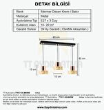 TT017-3S-MKRM TT Aydınlatma Mermer Desen 3 lü Sıralı Krem Avize