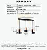 TT017-3S-MSY TT Aydınlatma Mermer Desen 3 lü Sıralı Siyah Avize