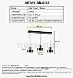 TT017-3S-SY TT Aydınlatma Mat Siyah 3 lü Sıralı Avize