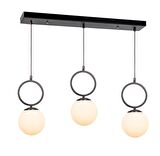 TT014-3S SY TT Aydınlatma Mat Siyah - Beyaz Camlı 3 lü Sıralı Avize