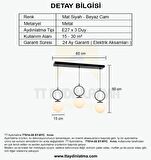 TT014-3S SY TT Aydınlatma Mat Siyah - Beyaz Camlı 3 lü Sıralı Avize