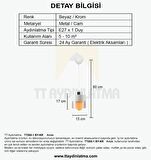 TT205-1-BY TT Aydınlatma Beyaz - Krom Tekli Avize