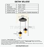 TT202-2-SY TT Aydınlatma Siyah-Bakır 2 li Avize