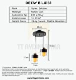 TT203-2-SY TT Aydınlatma Siyah - Eskitme 2 li Avize