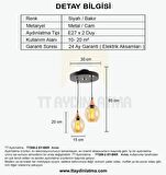 TT209-2-SY TT Aydınlatma Basık Camlı Siyah - Bakır 2 li Avize
