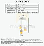 TT206-3Y-BY TT Aydınlatma Beyaz - Bakır 3 lü Yuvarlak Avize