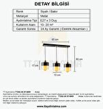 TT202-3S-SY TT Aydınlatma Siyah-Bakır 3 lü Sıralı Avize