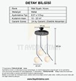 TT019-3Y-SY-KR TT Aydınlatma Krom 3 lü Dirsek Kol Yuvarlak Avize