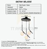TT019-3Y-SY-BKR TT Aydınlatma Mat Siyah-Bakır 3 lü Dirsek Kol Yuvarlak Avize