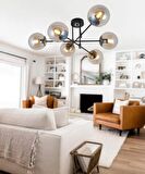 TT028-6 SY-ESK TT Aydınlatma Mat Siyah - Eskitme 6 lı Lüks Avize