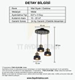 TT031-3Y-SY-ESK TT Aydınlatma Mat Siyah-Eskitme 3 lü  Yuvarlak Avize