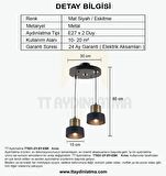 TT031-2Y-SY-ESK TT Aydınlatma Mat Siyah-Eskitme 2 li Yuvarlak Avize