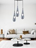TT023-3Y-SY-KR TT Aydınlatma Krom 3 lü Damla Modeli Yuvarlak Avize