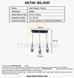TT023-3S-SY-KR TT Aydınlatma Krom 3 lü Damla Modeli Sıralı Avize
