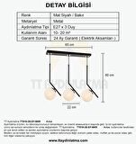 TT019-3S-SY-BKR TT Aydınlatma Mat Siyah-Bakır 3 lü Dirsek Kol Sıralı Avize