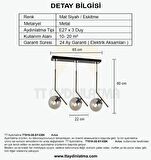 TT019-3S-SY-ESK TT Aydınlatma Mat Siyah-Eskitme 3 lü Dirsek Kol Sıralı Avize