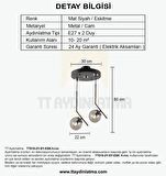 TT019-2Y-SY-ESK TT Aydınlatma Mat Siyah - Eskitme 2 li Dirsek Kol Avize