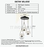 TT024-3Y-SY-ESK TT Aydınlatma Mat Siyah-Eskitme 3 lü Yuvarlak Avize