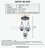 TT024-3Y-SY TT Aydınlatma Mat Siyah 3 lü Yuvarlak Avize