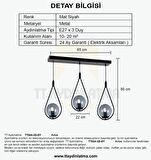 TT024-3S-SY TT Aydınlatma Mat Siyah 3 lü Sıralı Avize