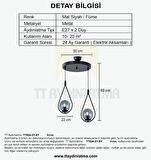 TT024-2Y-SY TT Aydınlatma Mat Siyah 2 li Yuvarlak Avize