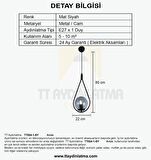 TT024-1-SY TT Aydınlatma Mat Siyah Tekli Avize