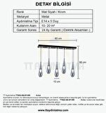 TT023-5S-SY-KR TT Aydınlatma Krom 5 li Damla Modeli Sıralı Avize