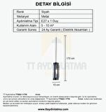 TT022-1-YTK TT Aydınlatma Siyah Yatak Başlık Avize
