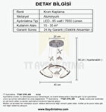 TT307-3TPL-KR TT Aydınlatma Helezon Modeli Krom 3 Toplu 3 Renkli Ledli Avize