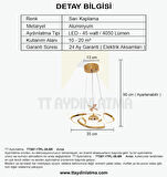 TT307-1TPL-30-SR TT Aydınlatma Helezon Modeli Sarı Kaplama Tek Toplu 3 Renk Modüllü Ledli Avize