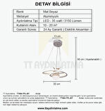 TT404-TPL-BY TT Aydınlatma Göz Modeli Mat Beyaz Tek Toplu 3 Renk Modüllü Ledli Avize