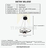 TT404-TPL-SY TT Aydınlatma Göz Modeli Mat Siyah Tek Toplu 3 Renk Modüllü Ledli Avize