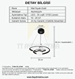 TT404-TPL-SYSR TT Aydınlatma Göz Modeli Mat Siyah-Gold Tek Toplu 3 Renk Modüllü Ledli Avize