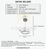 TT404-TPL-KR TT Aydınlatma Göz Modeli Krom Kaplama Tek Toplu 3 Renk Modüllü Ledli Avize