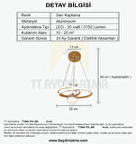 TT404-TPL-SR TT Aydınlatma Göz Modeli Sarı Kaplama Tek Toplu 3 Renk Modüllü Ledli Avize