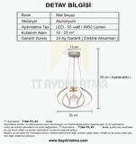TT306-TPL-BY TT Aydınlatma Kavis Modeli Mat Beyaz Tek Toplu 3 Renk Modüllü Ledli Avize