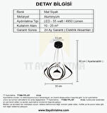 TT306-TPL-SY TT Aydınlatma Kavis Modeli Mat Siyah Tek Toplu 3 Renk Modüllü Ledli Avize