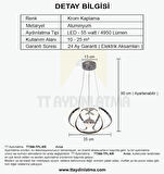 TT306-TPL-KR TT Aydınlatma Kavis Modeli Krom Kaplama Tek Toplu 3 Renk Modüllü Ledli Avize