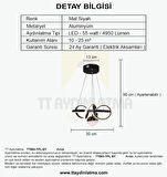 TT003-LDTPL-SY TT Aydınlatma Sarmal Modeli Mat Siyah Ledli Toplu 3 Renk Modüllü Ledli Avize