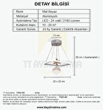 TT037-BY TT Aydınlatma Kare Model Mat Beyaz Tek Toplu 3 Renk Modüllü Ledli Avize