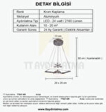 TT037-KR TT Aydınlatma Kare Model Krom Kaplama Tek Toplu 3 Renk Modüllü Ledli Avize