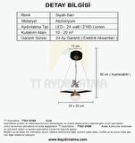 TT037-SYSR TT Aydınlatma Kare Model Mat Siyah-Gold Tek Toplu 3 Renk Modüllü Ledli Avize